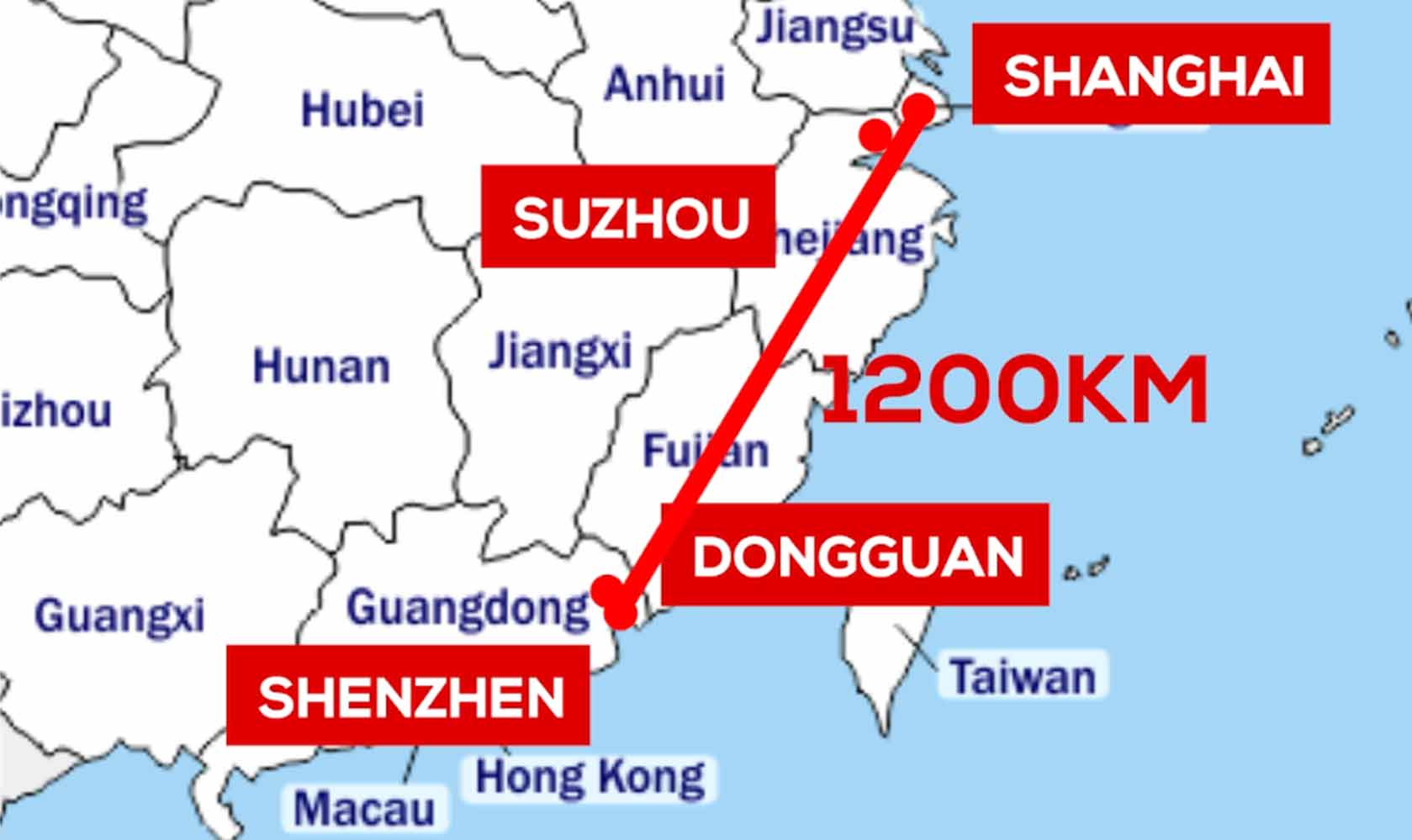 شينزين إلى شنغهاي